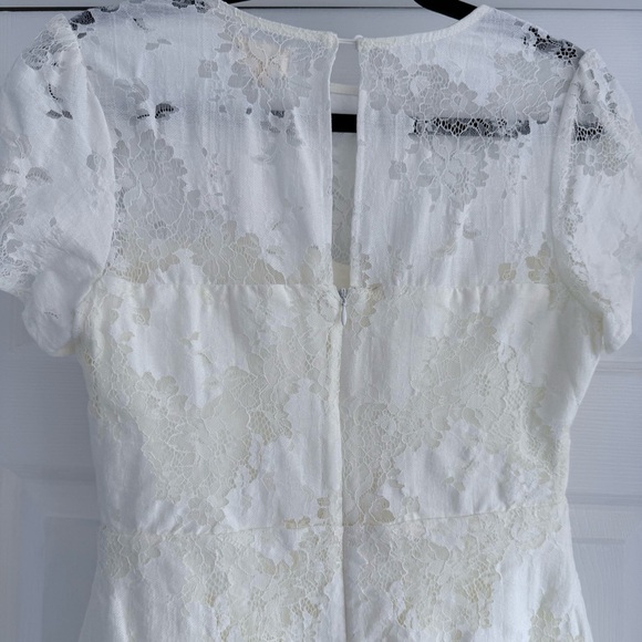 LENA White Lace Dress Size S Cap Sleeve Mini Bridal Rehearsal Cute Feminine - Picture 11 of 13